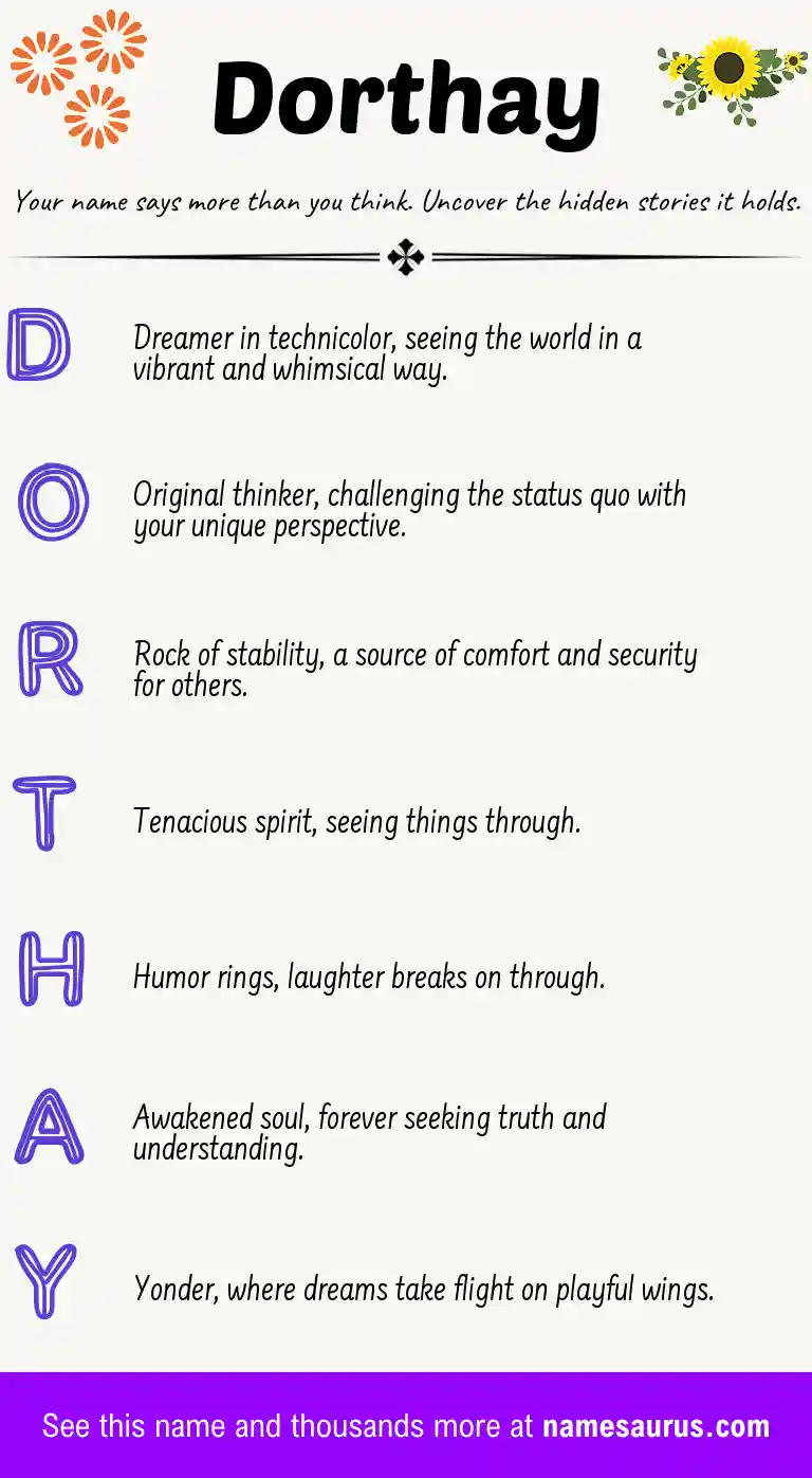 Acrostic poem about Dorthay.