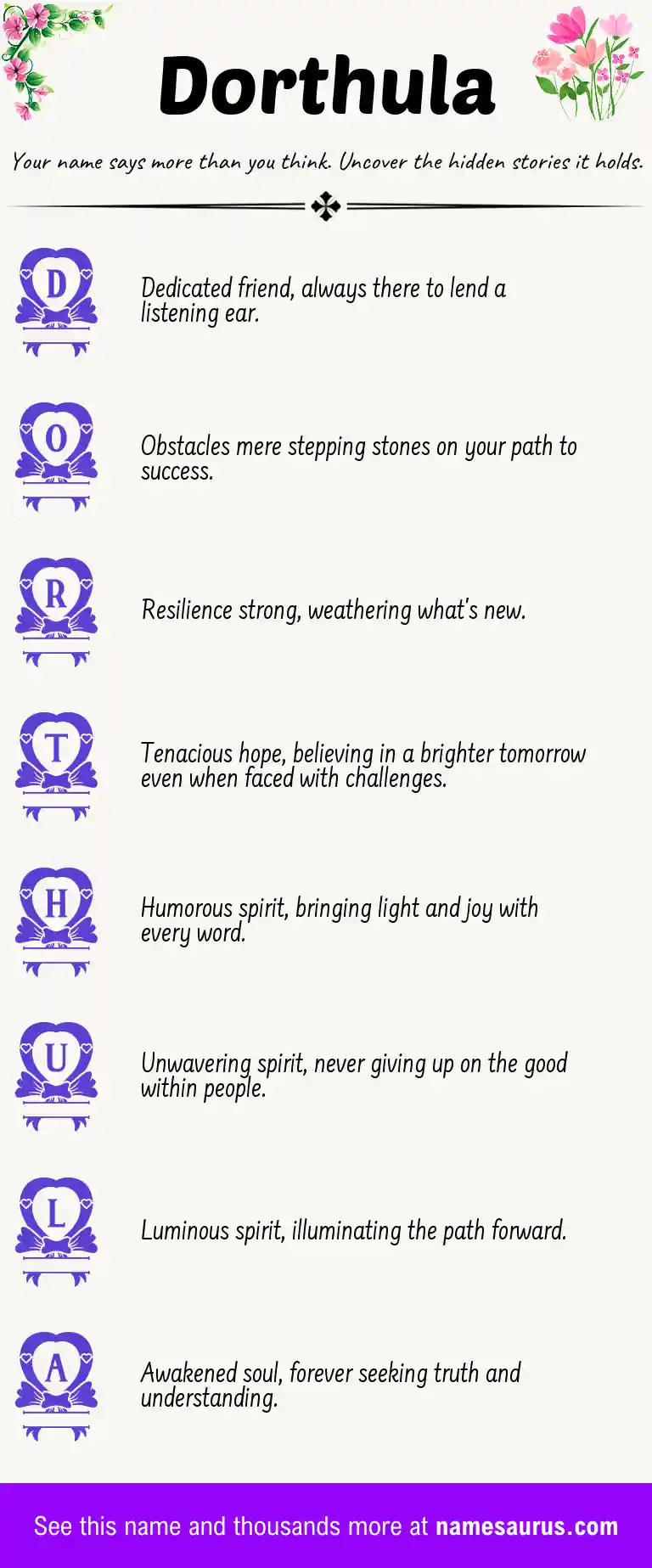 Acrostic poem about Dorthula.