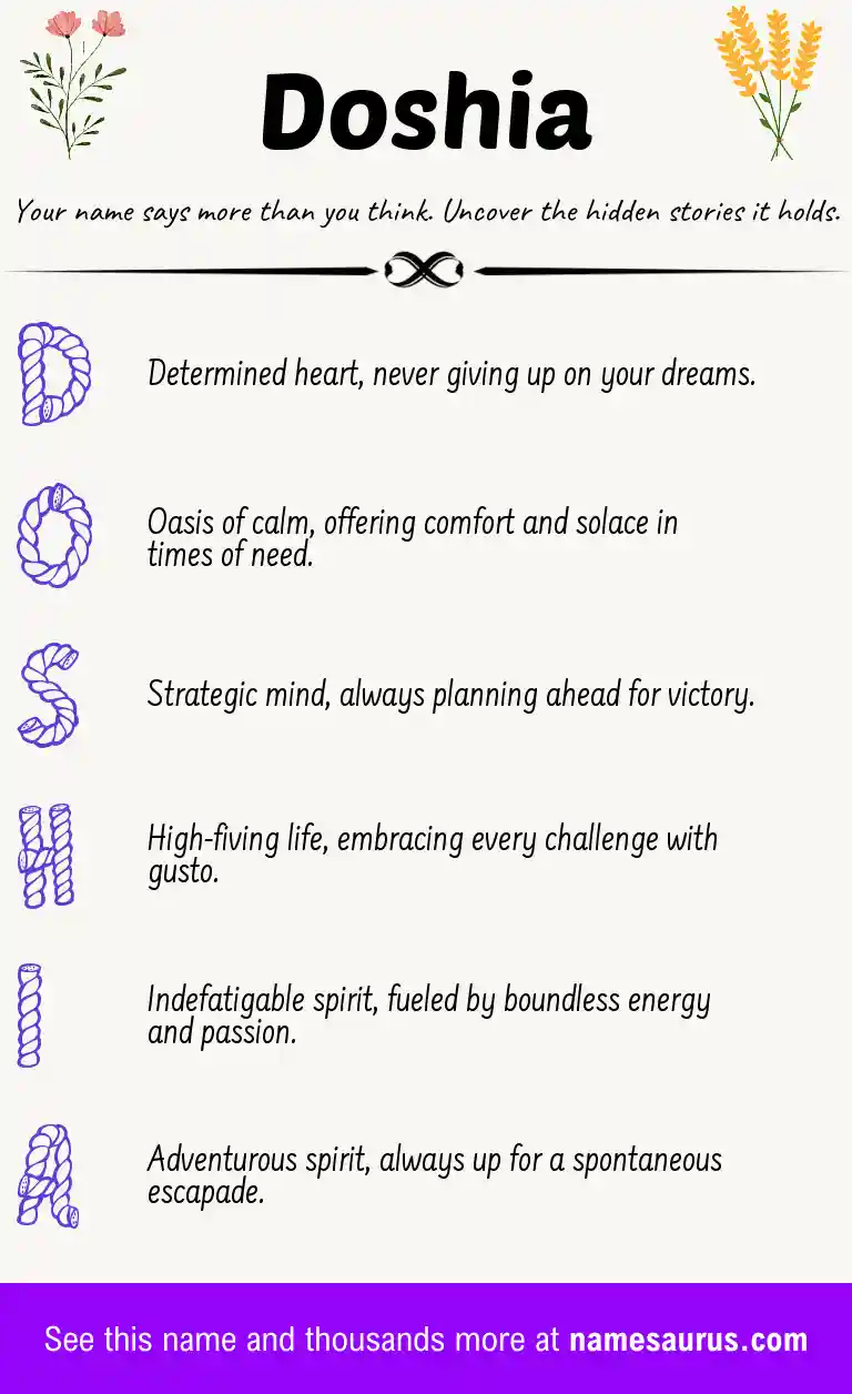 Acrostic poem about Doshia.