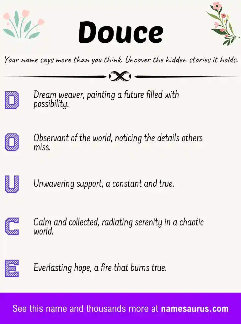 Acrostic poem about Douce.
