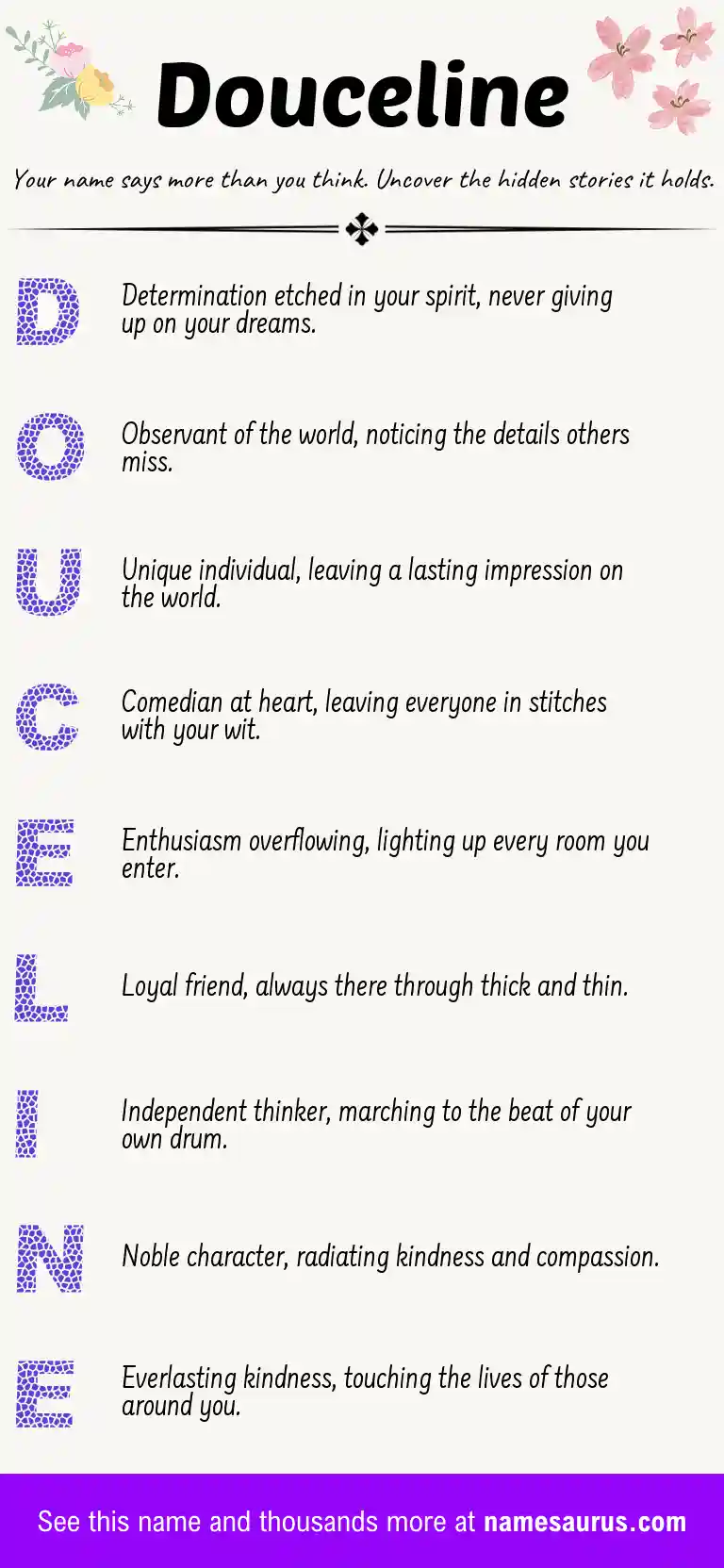 Acrostic poem about Douceline.