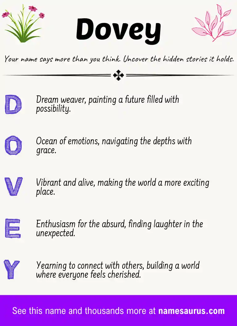 Acrostic poem about Dovey.