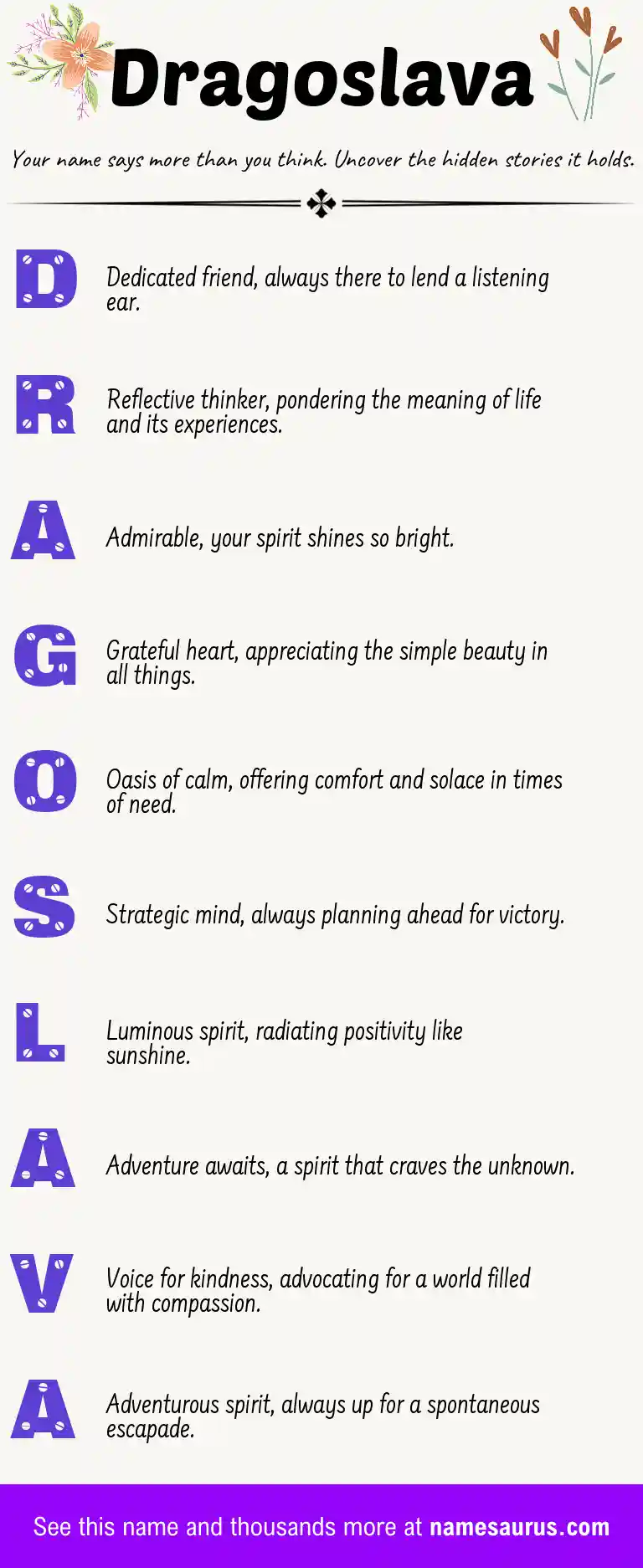 Acrostic poem about Dragoslava.