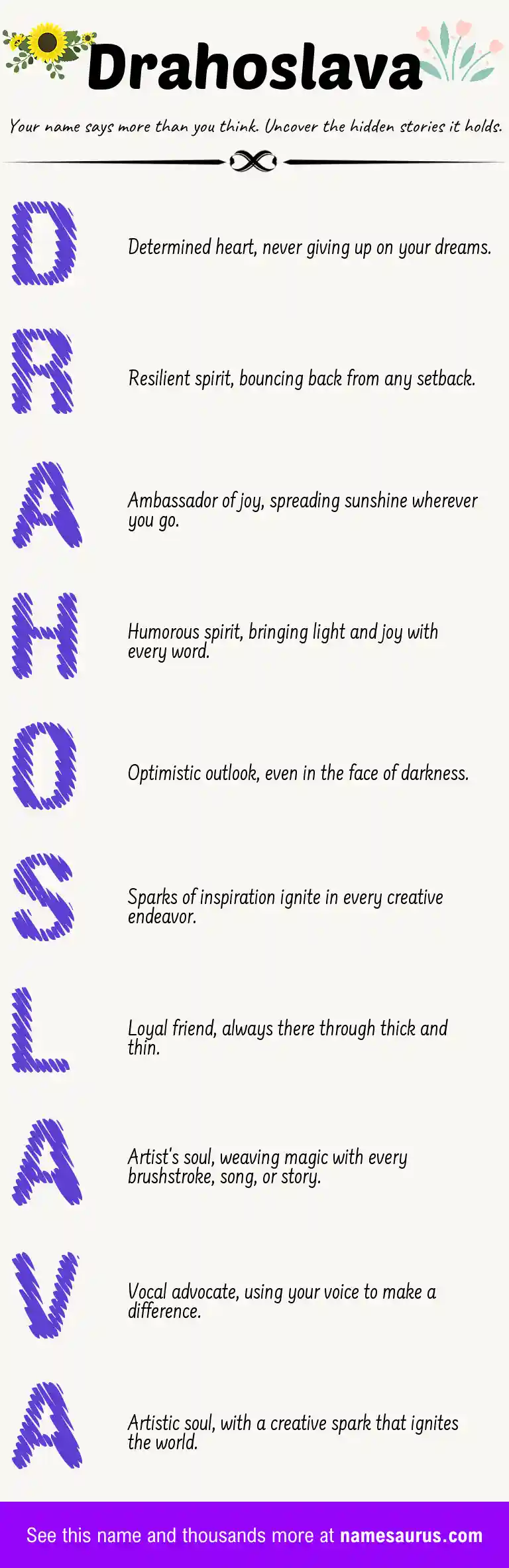 Acrostic poem about Drahoslava.