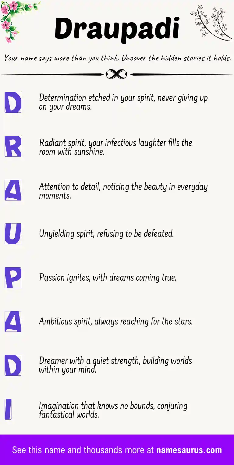 Acrostic poem about Draupadi.