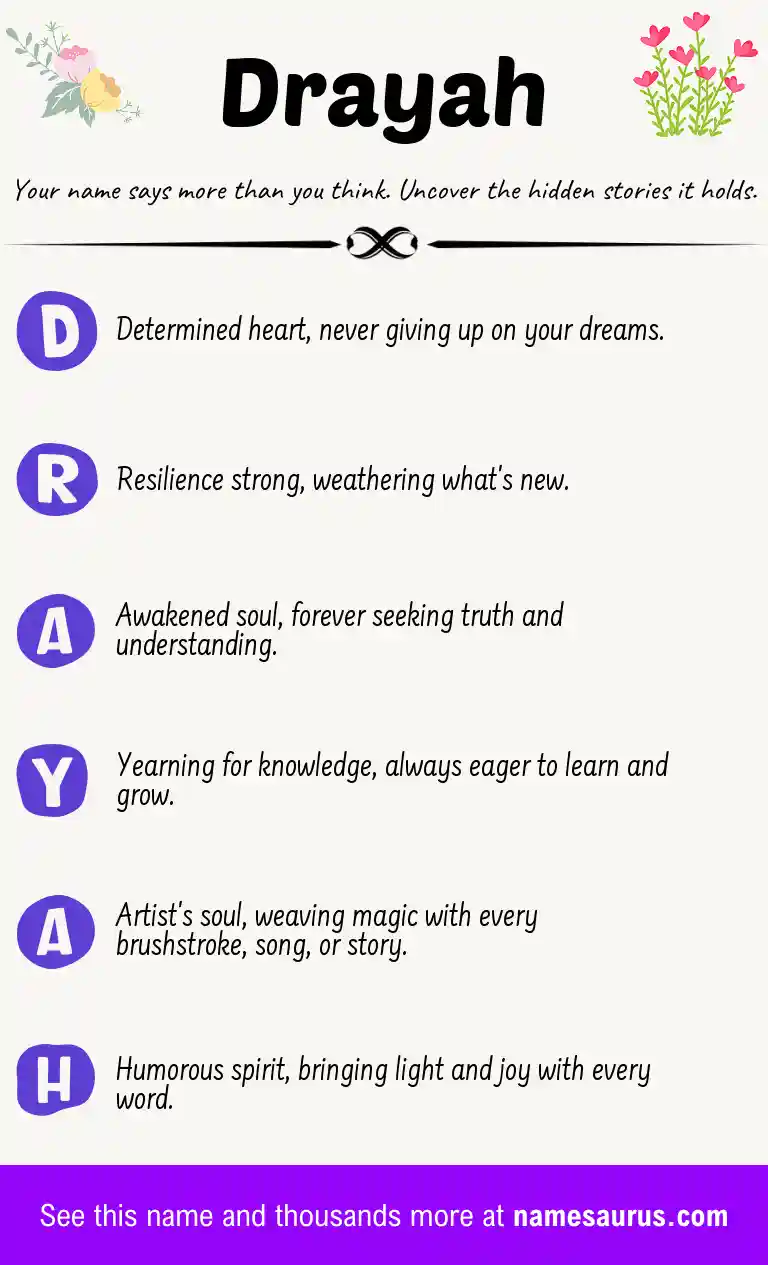 Acrostic poem about Drayah.
