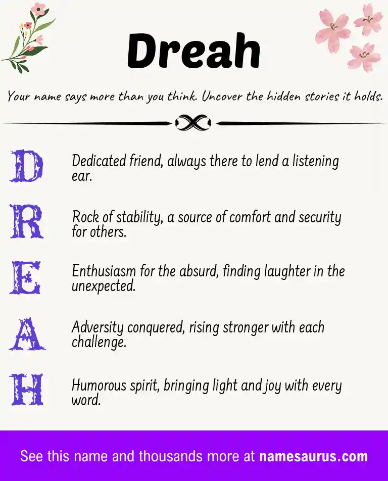 Acrostic poem about Dreah.