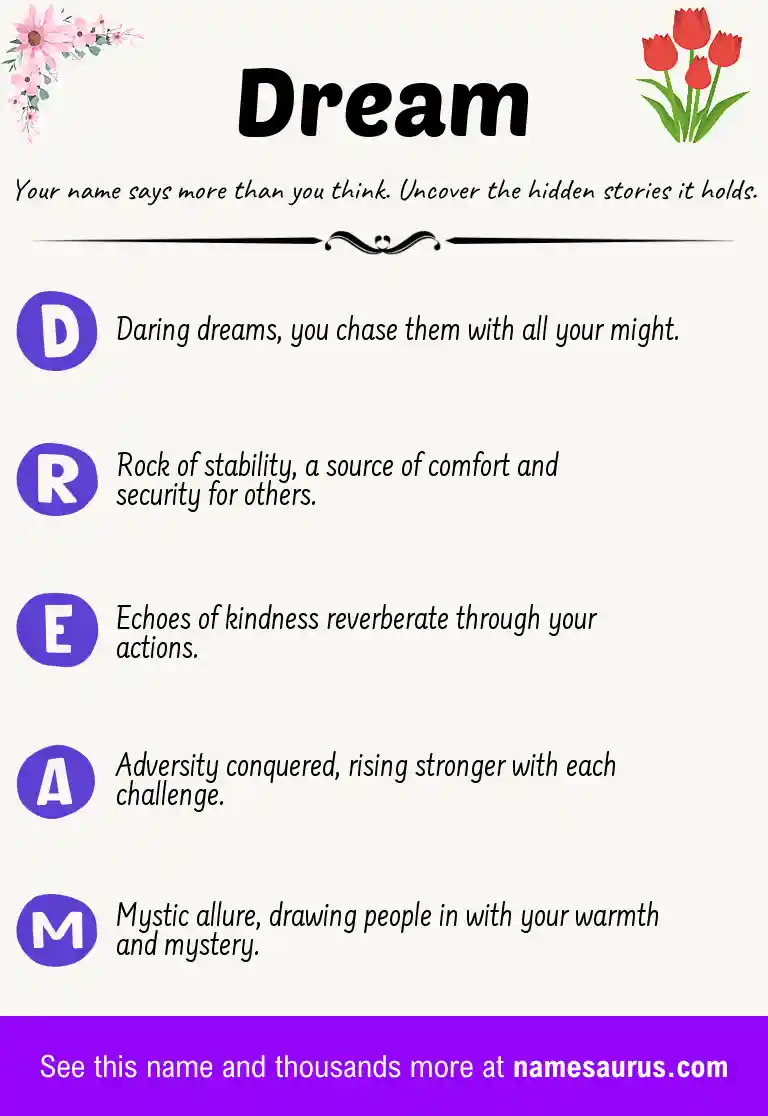 Acrostic poem about Dream.
