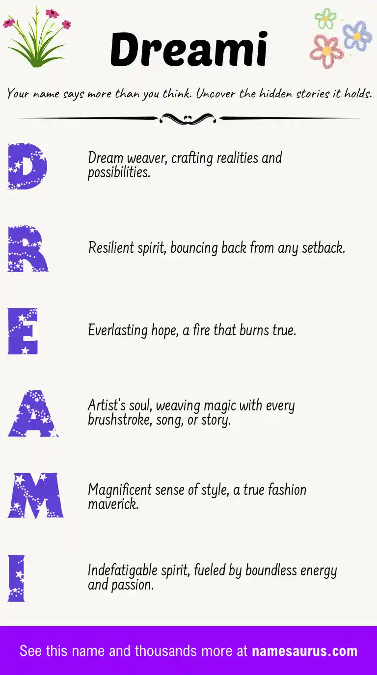 Acrostic poem about Dreami.