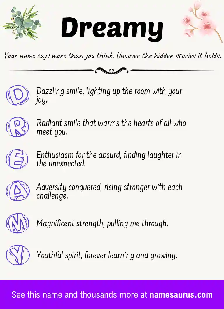 Acrostic poem about Dreamy.