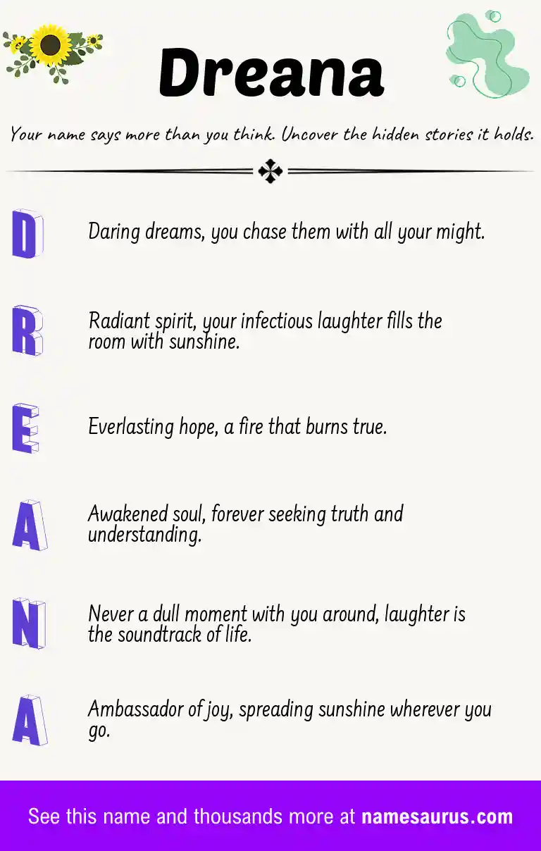Acrostic poem about Dreana.