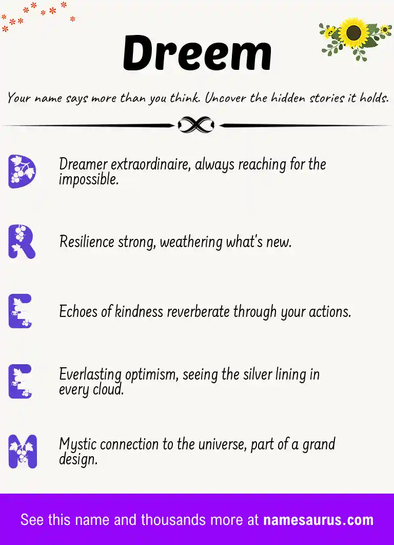 Acrostic poem about Dreem.