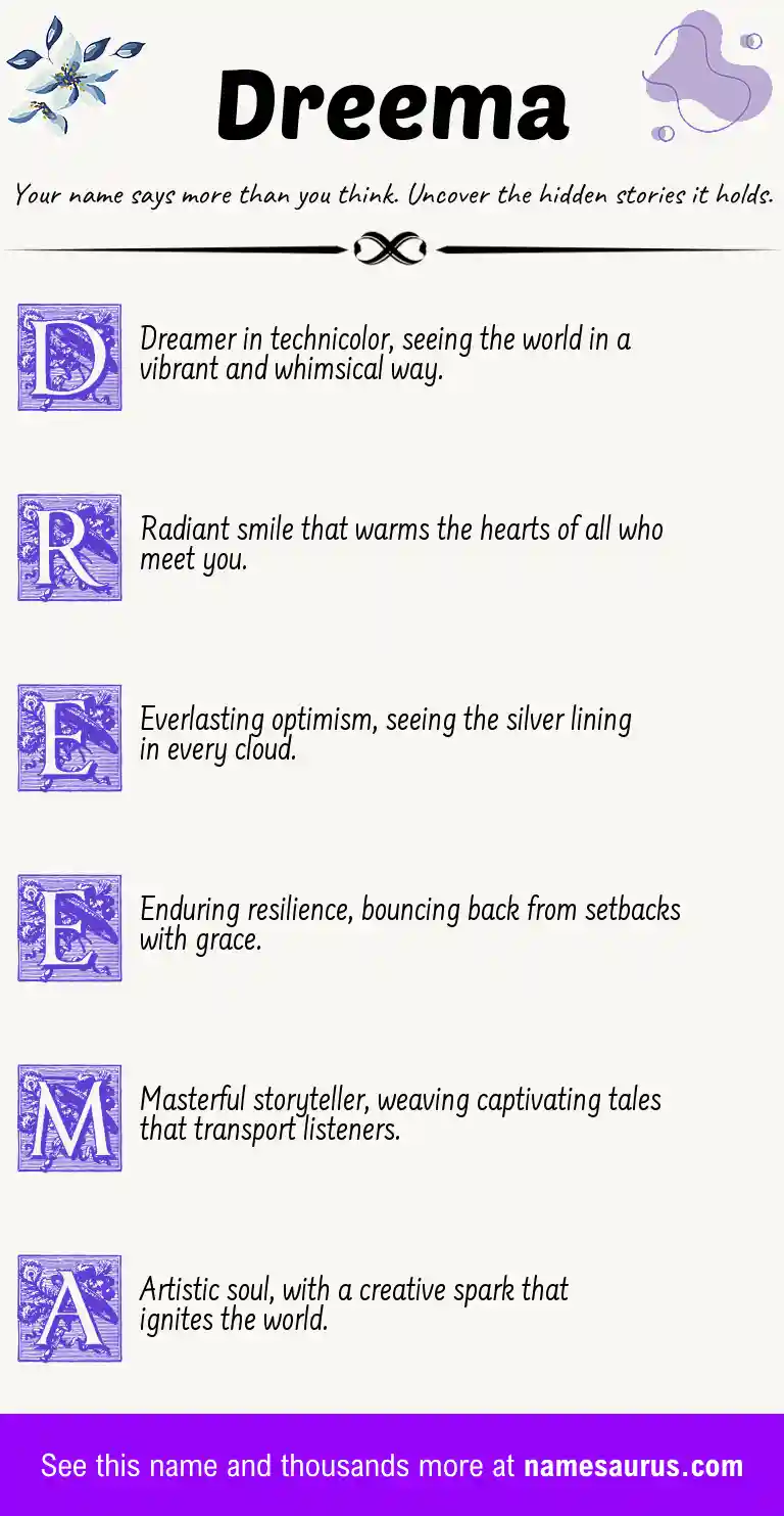 Acrostic poem about Dreema.