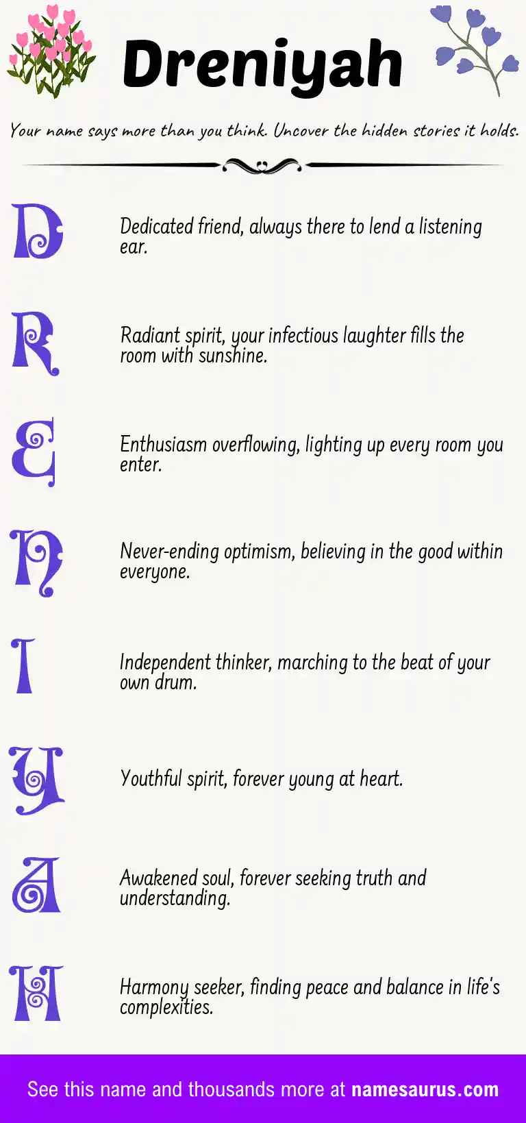 Acrostic poem about Dreniyah.