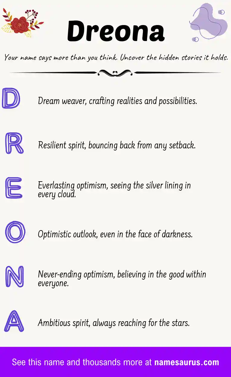 Acrostic poem about Dreona.