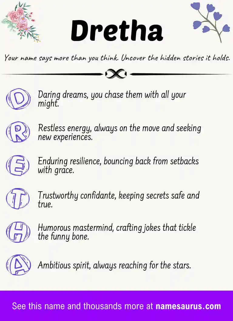 Acrostic poem about Dretha.