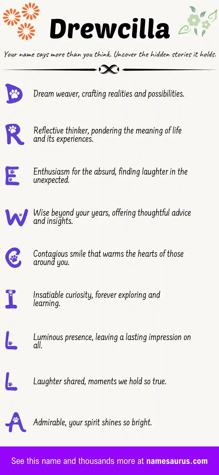 Acrostic poem about Drewcilla.