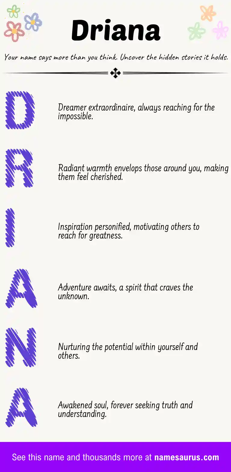 Acrostic poem about Driana.