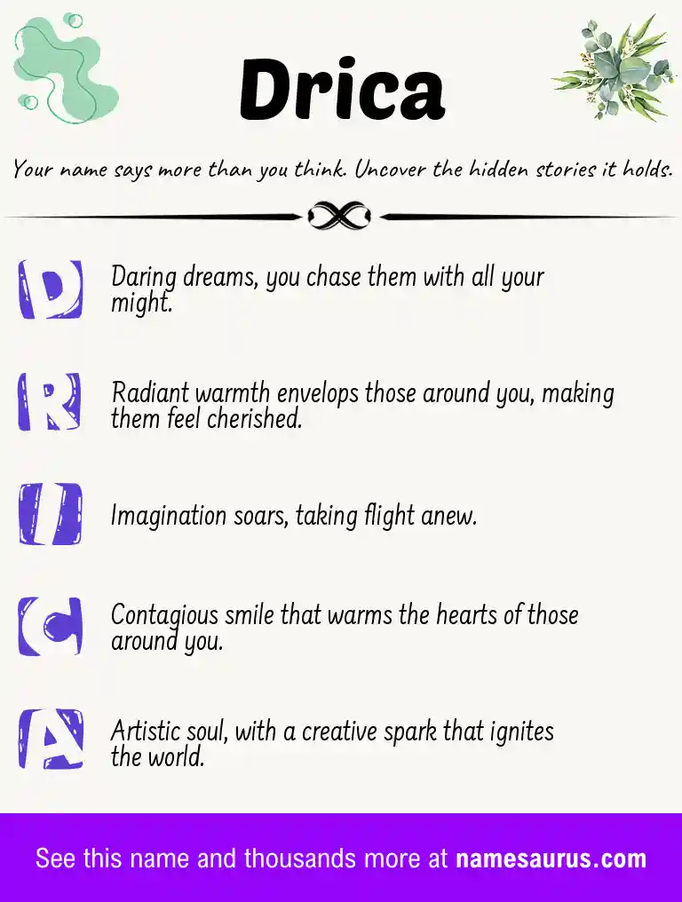 Acrostic poem about Drica.