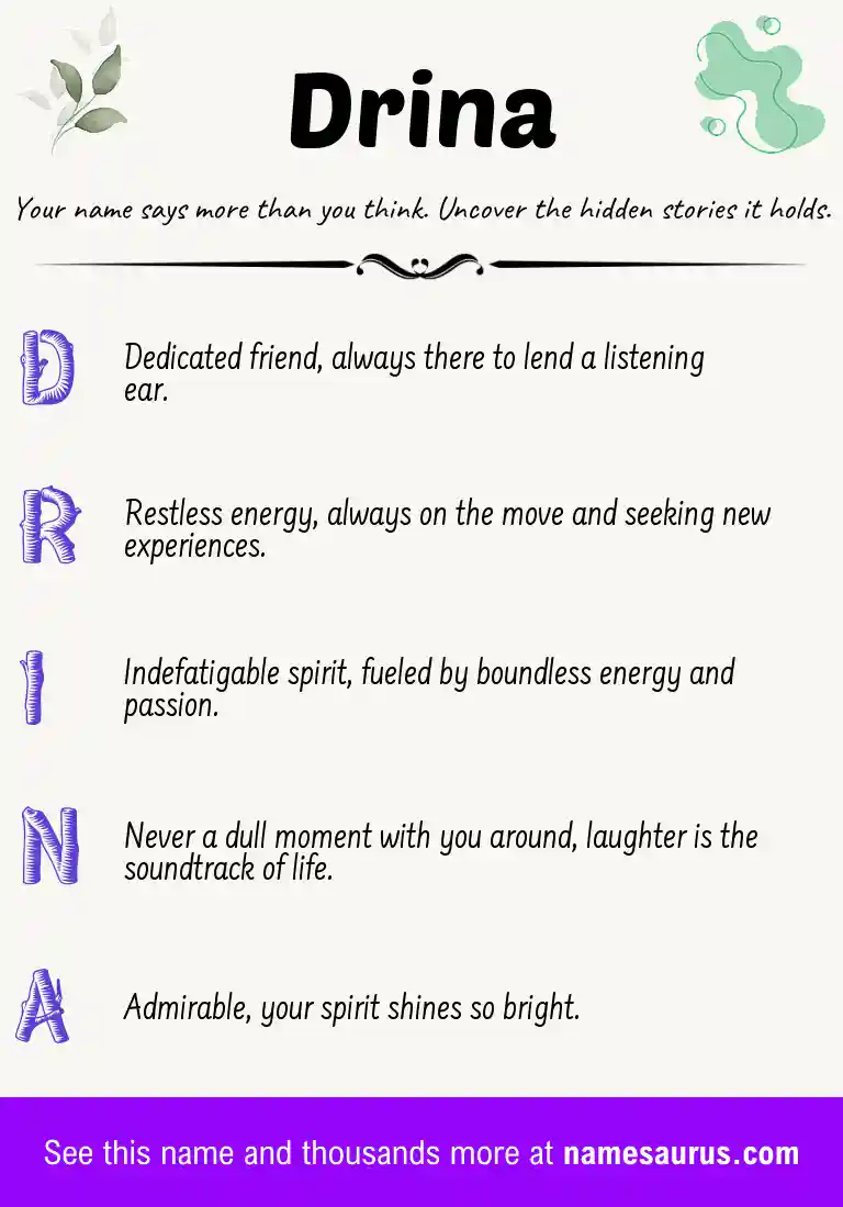 Acrostic poem about Drina.