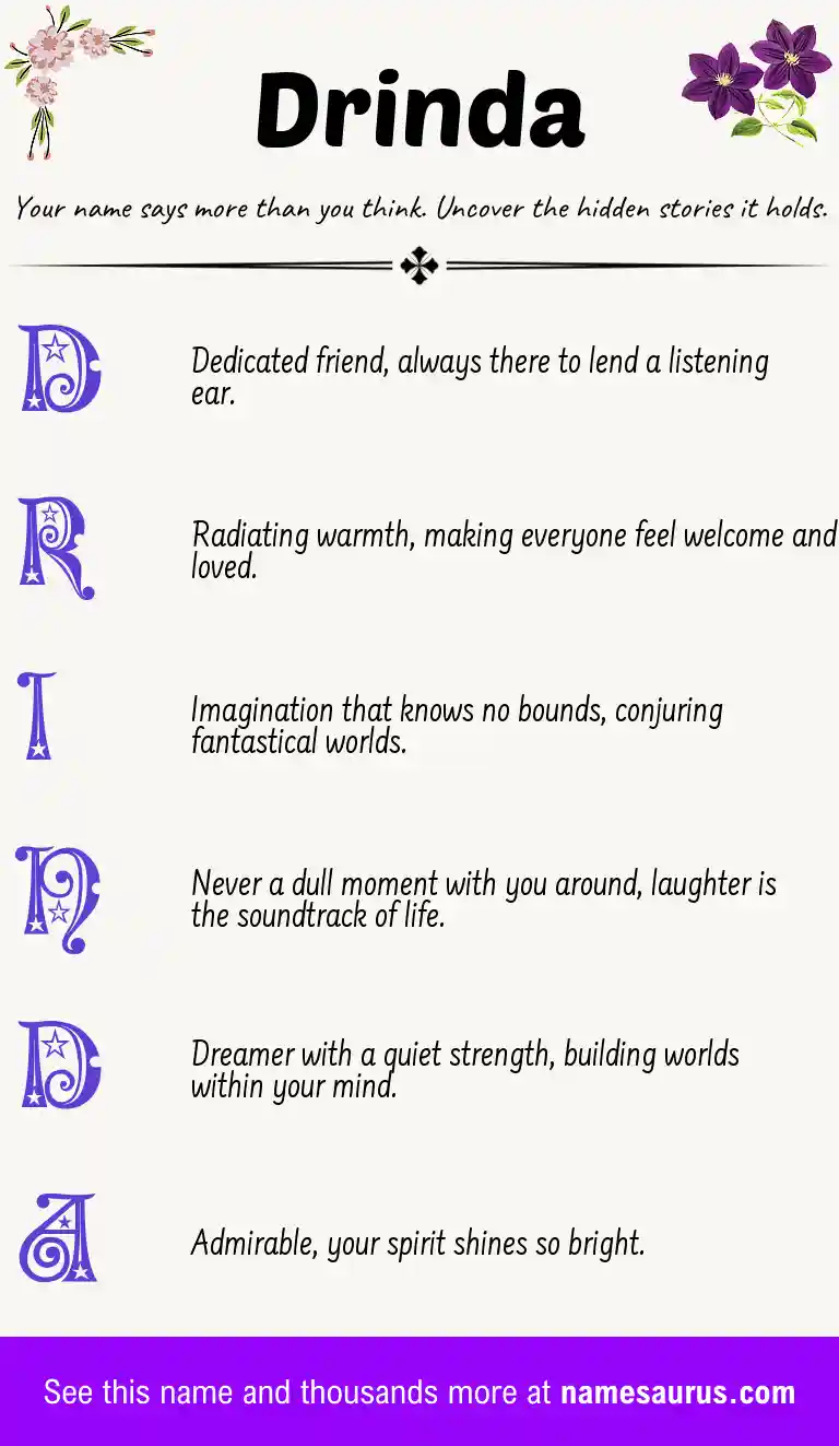 Acrostic poem about Drinda.