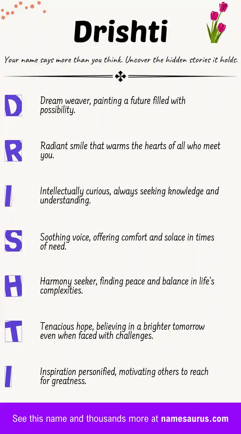 Acrostic poem about Drishti.