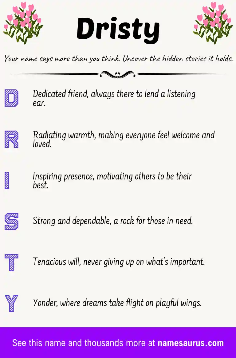 Acrostic poem about Dristy.