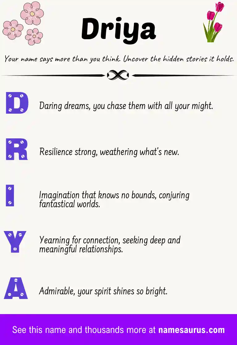 Acrostic poem about Driya.
