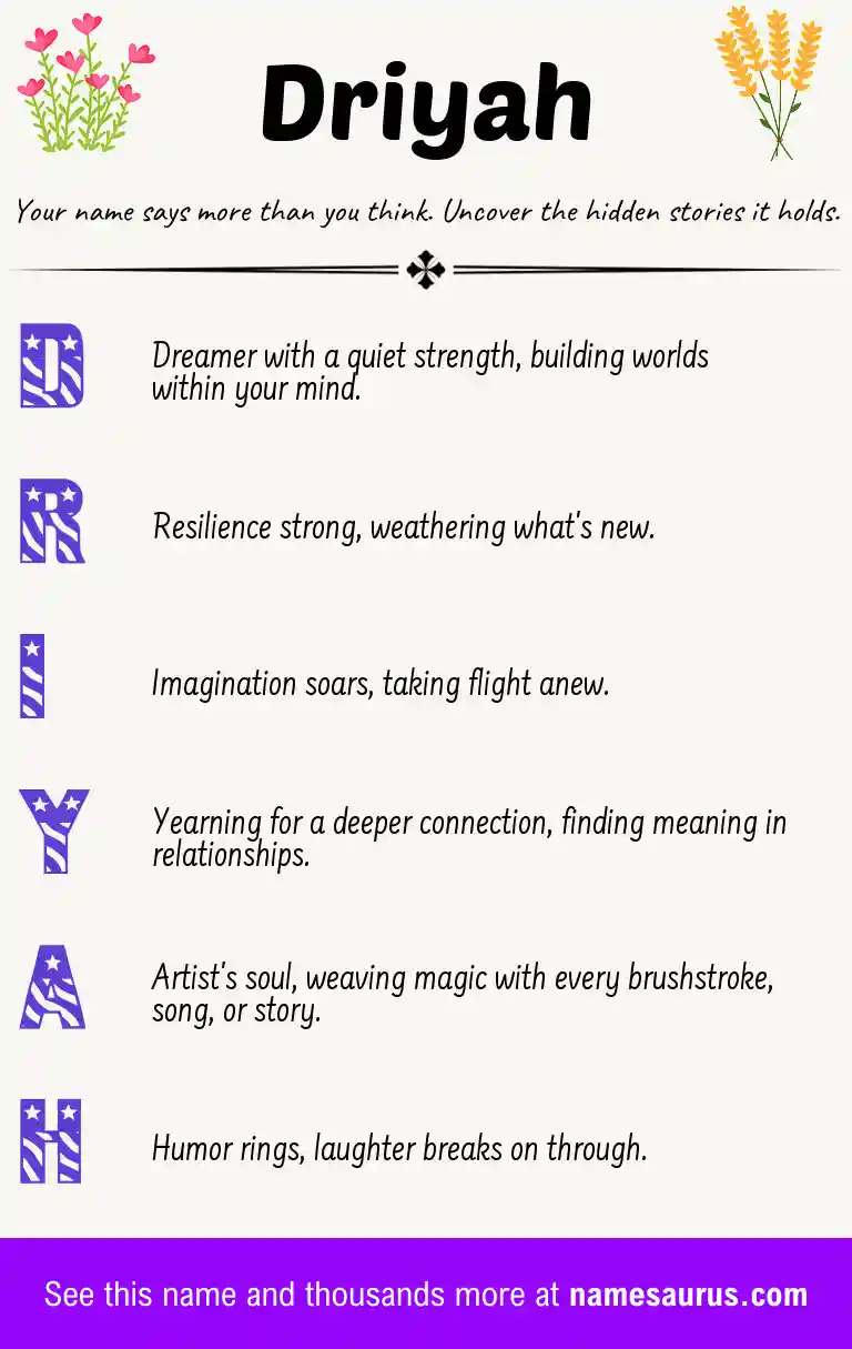 Acrostic poem about Driyah.