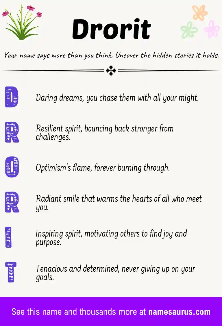 Acrostic poem about Drorit.
