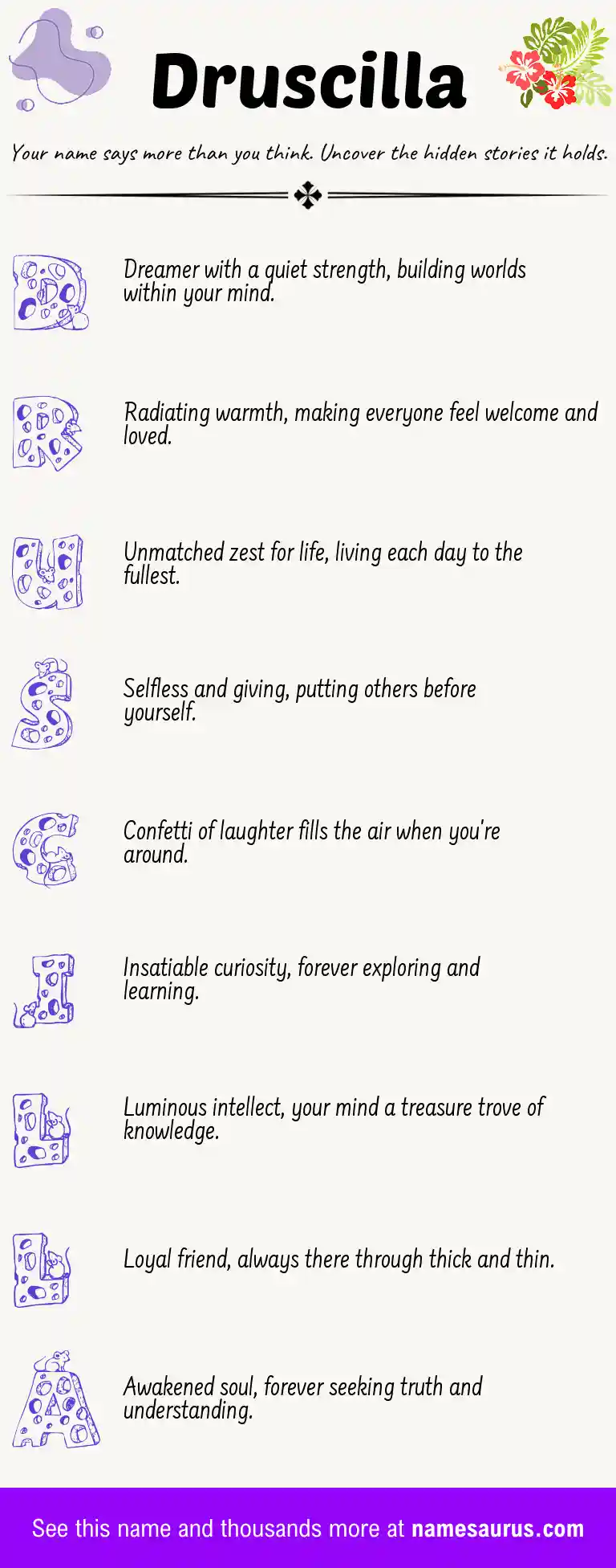 Acrostic poem about Druscilla.