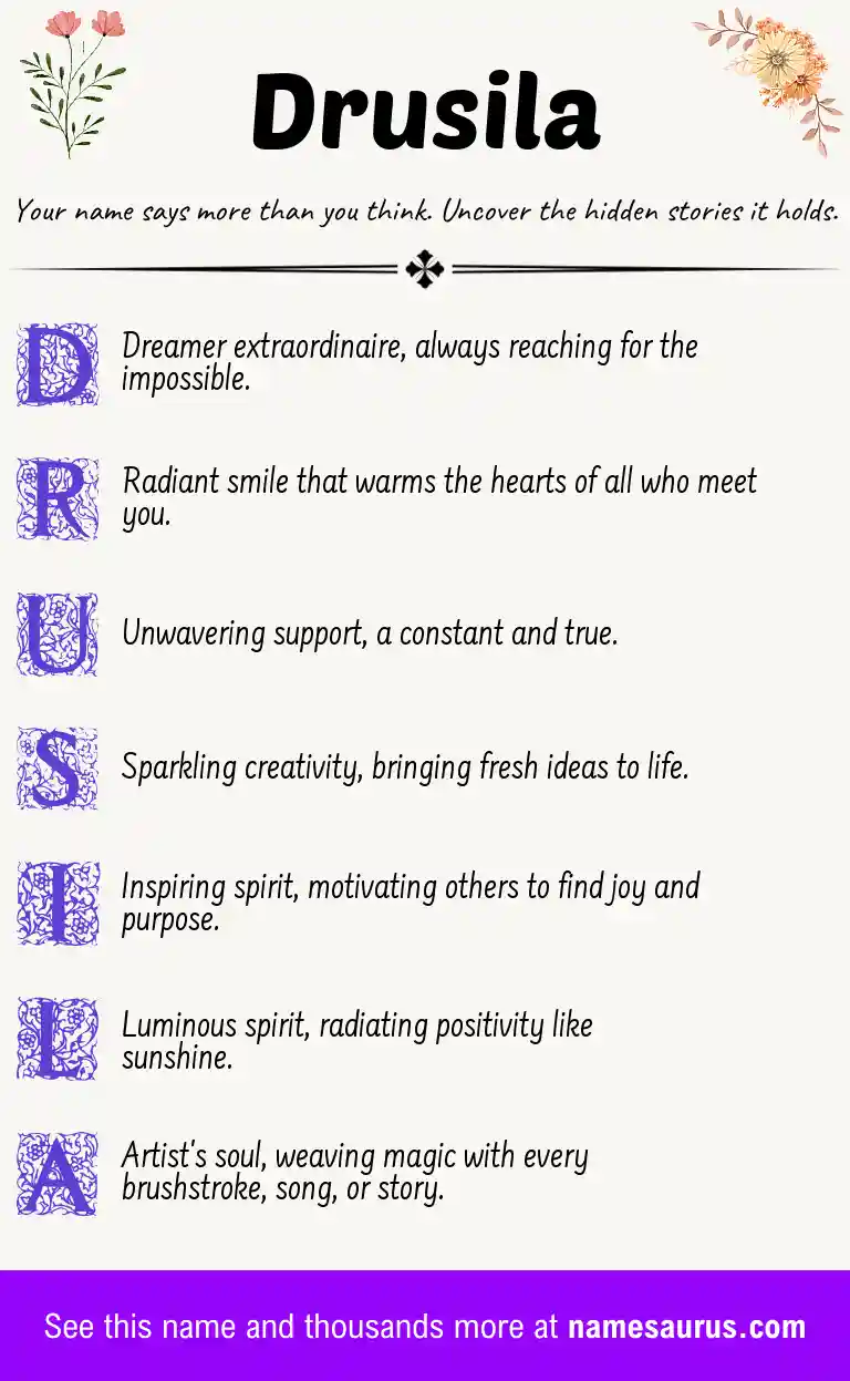 Acrostic poem about Drusila.