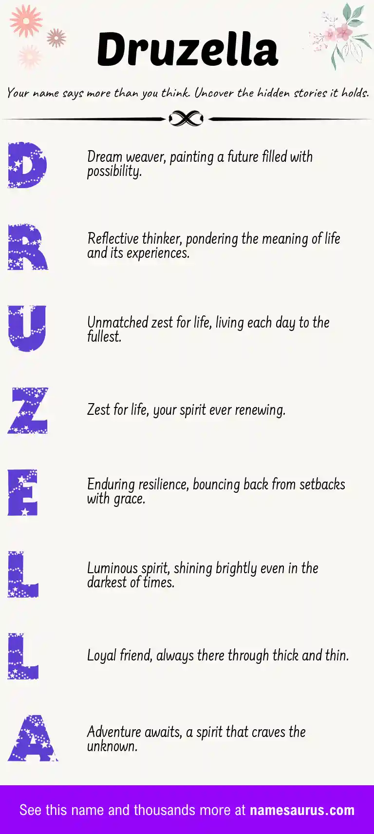 Acrostic poem about Druzella.