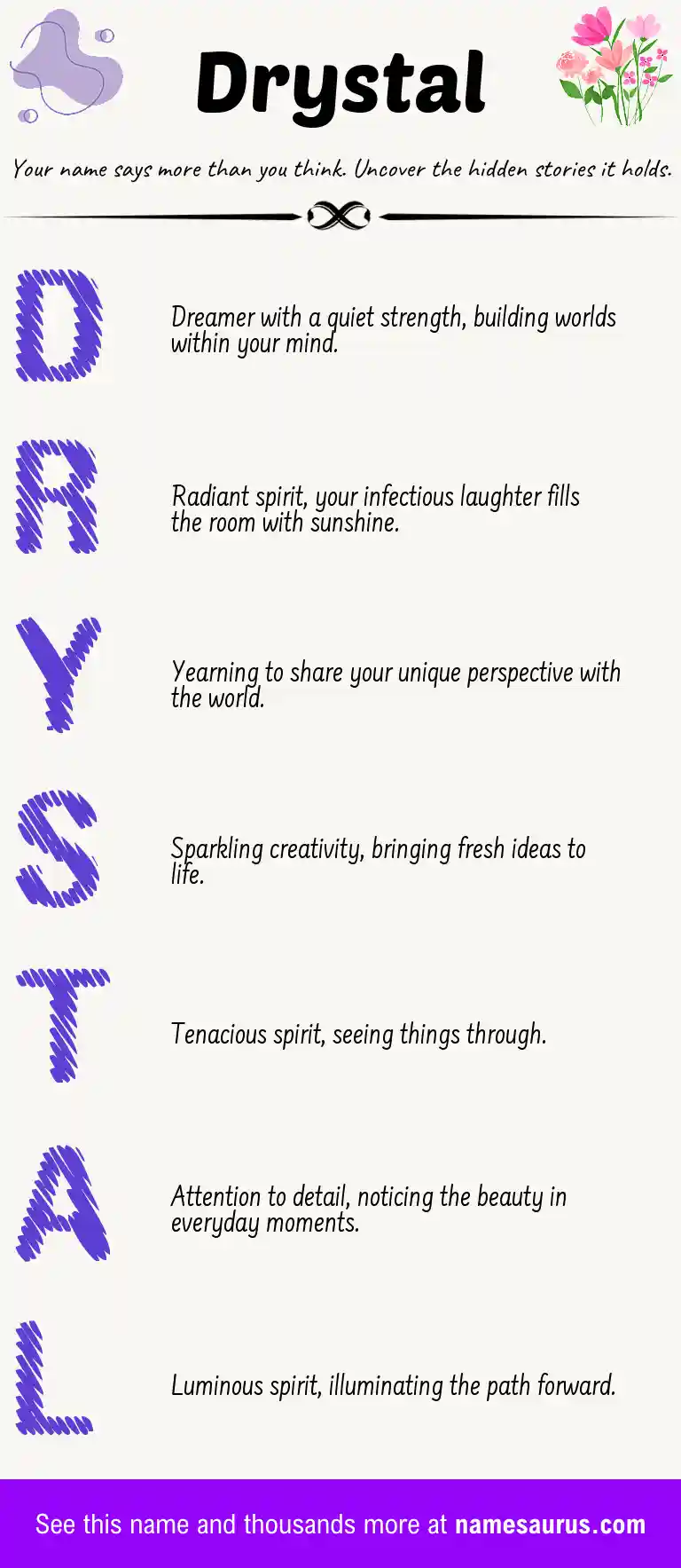 Acrostic poem about Drystal.