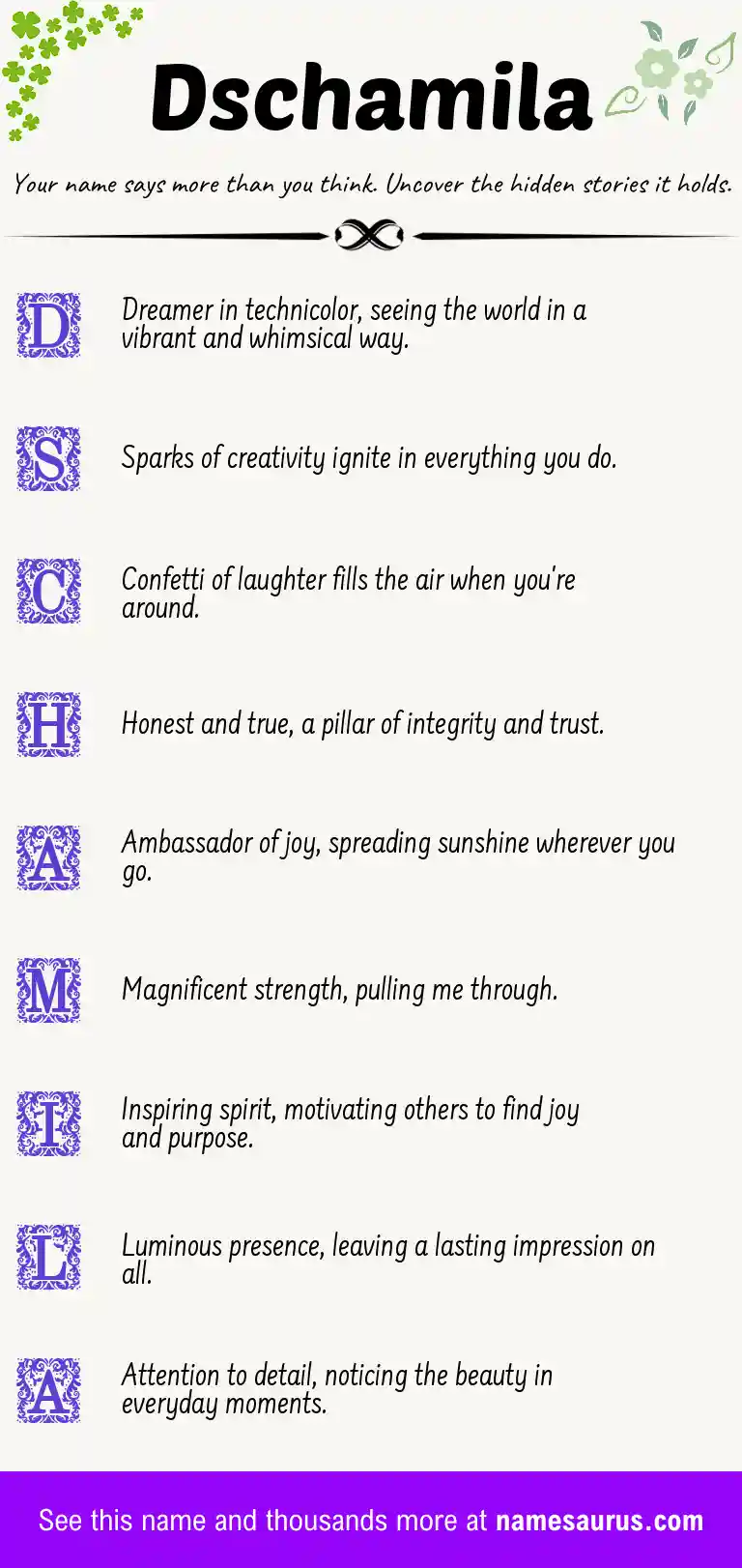 Acrostic poem about Dschamila.