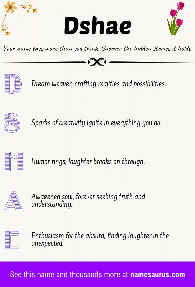 Acrostic poem about Dshae.