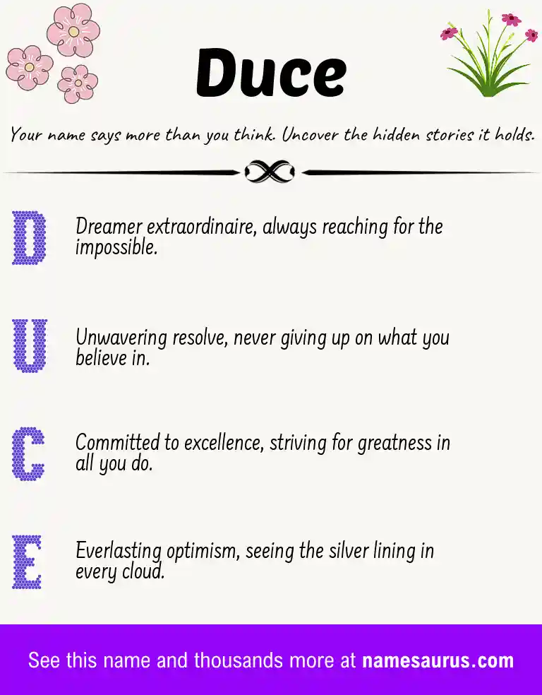 Acrostic poem about Duce.