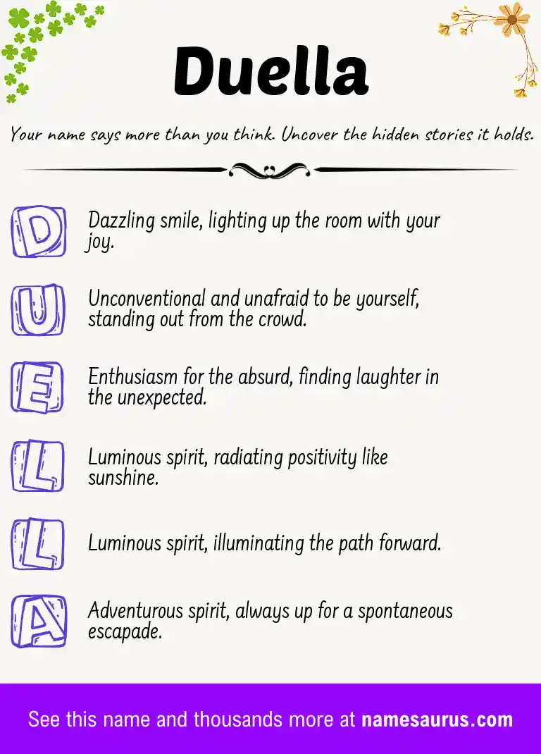 Acrostic poem about Duella.