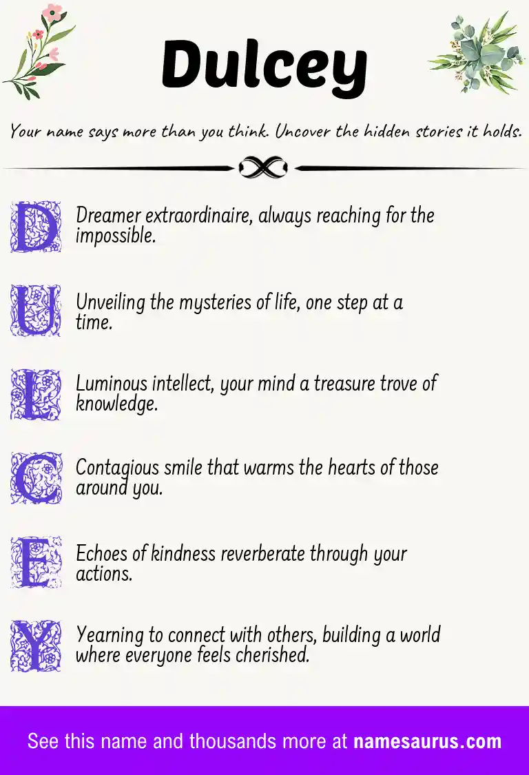 Acrostic poem about Dulcey.