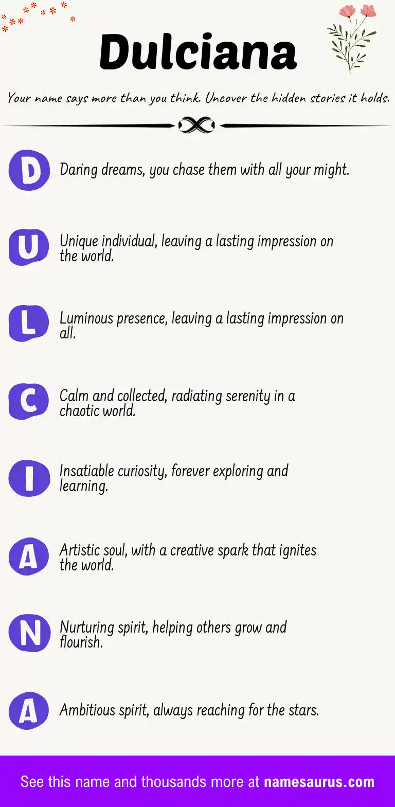 Acrostic poem about Dulciana.