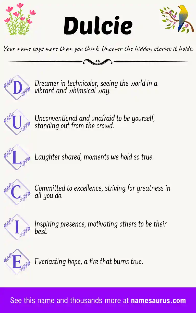 Acrostic poem about Dulcie.