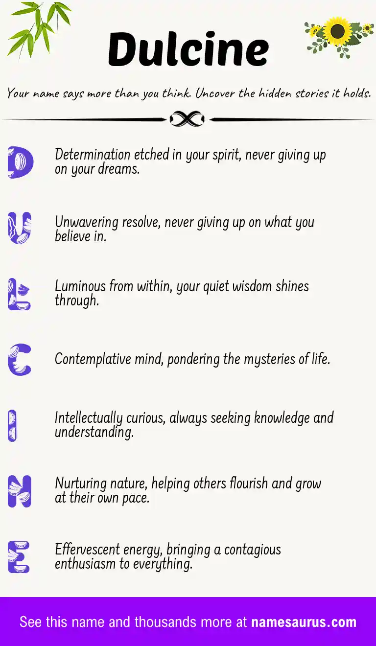 Acrostic poem about Dulcine.