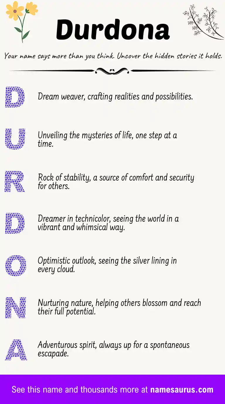 Acrostic poem about Durdona.