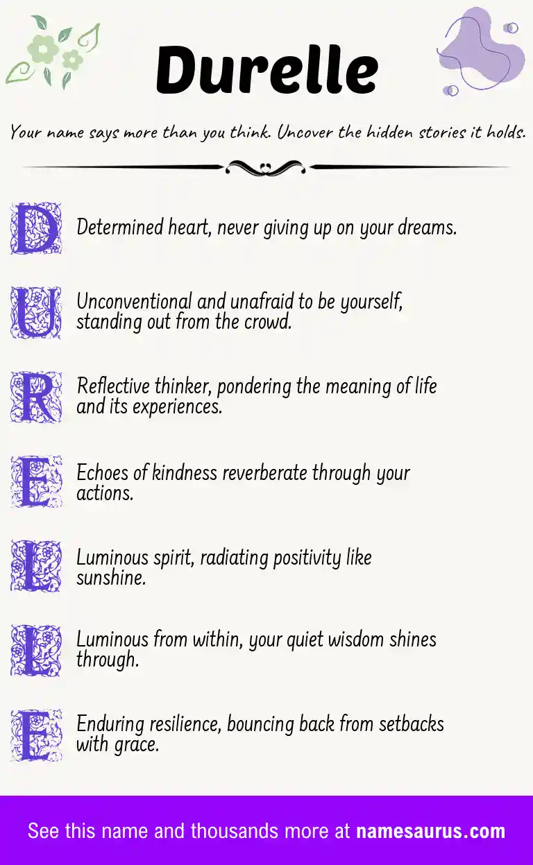 Acrostic poem about Durelle.