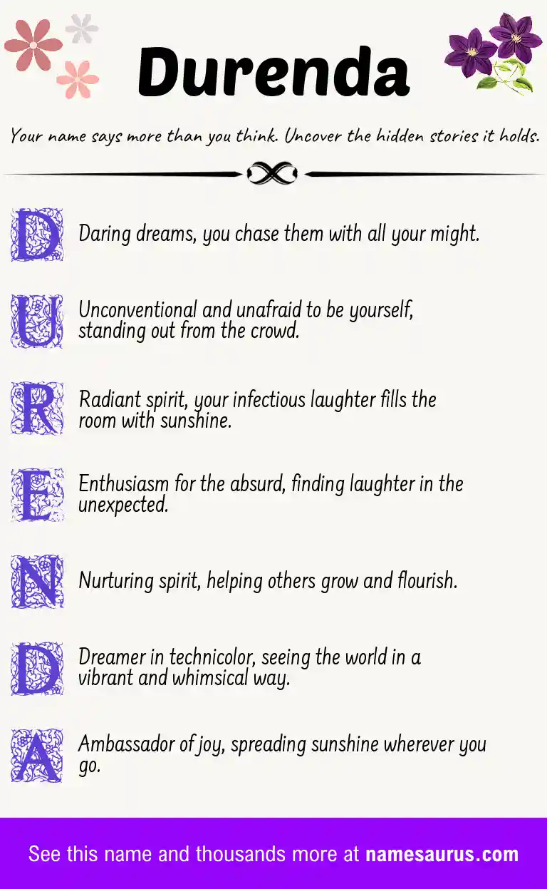 Acrostic poem about Durenda.