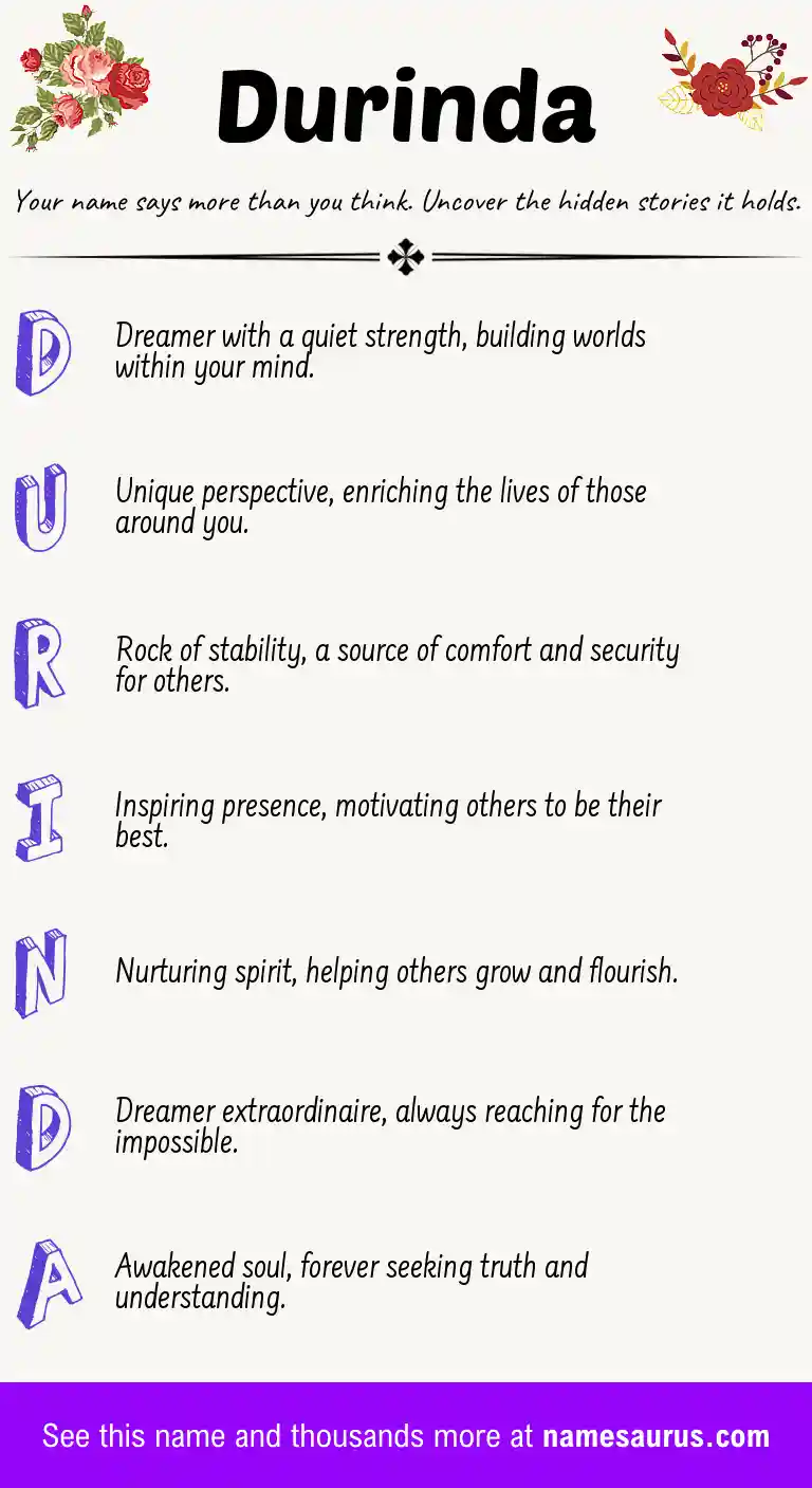 Acrostic poem about Durinda.