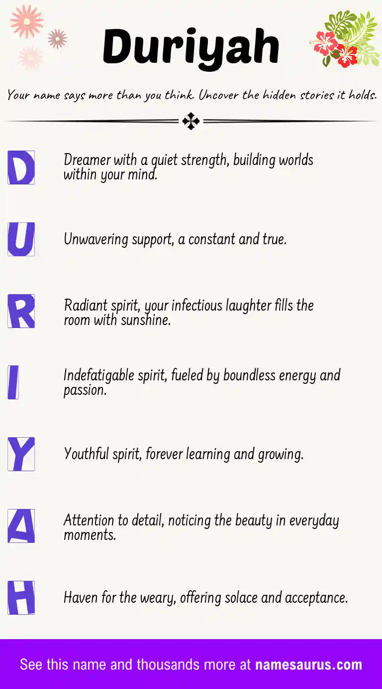 Acrostic poem about Duriyah.