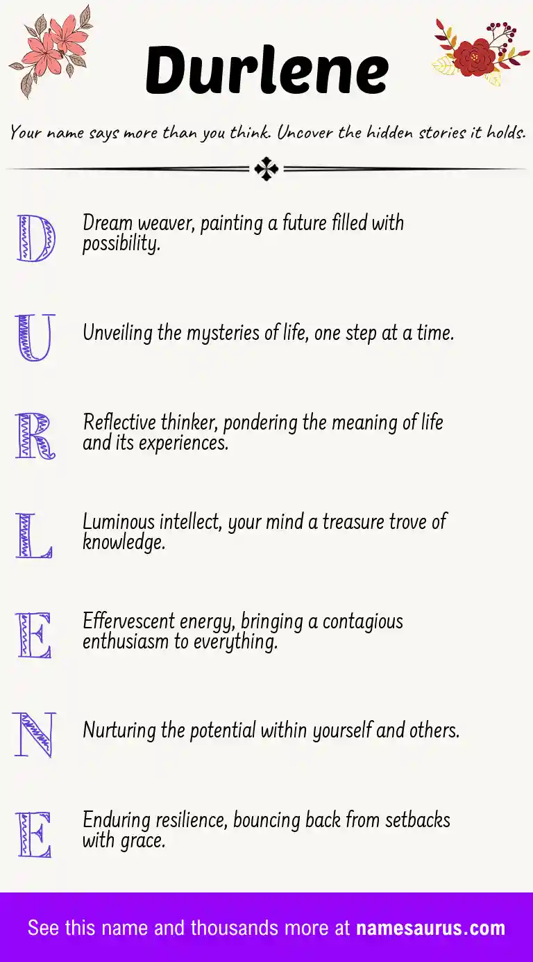 Acrostic poem about Durlene.