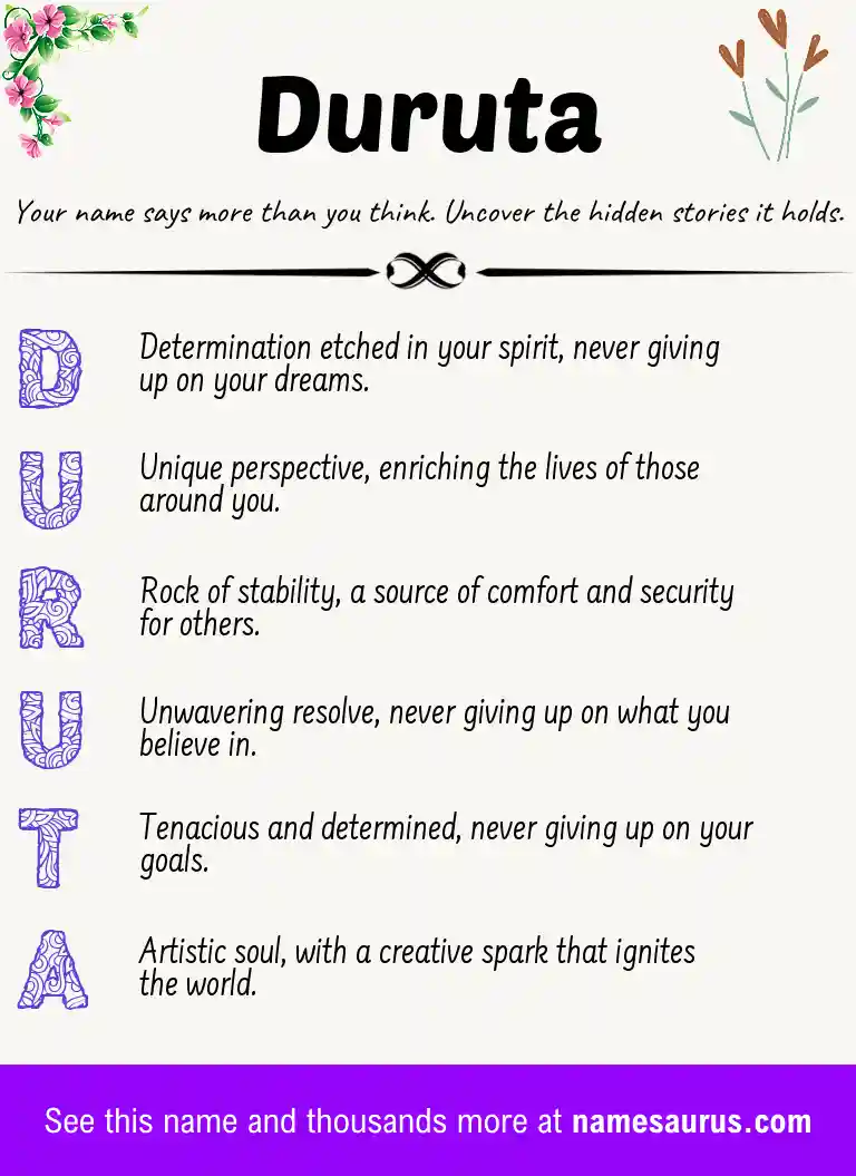 Acrostic poem about Duruta.