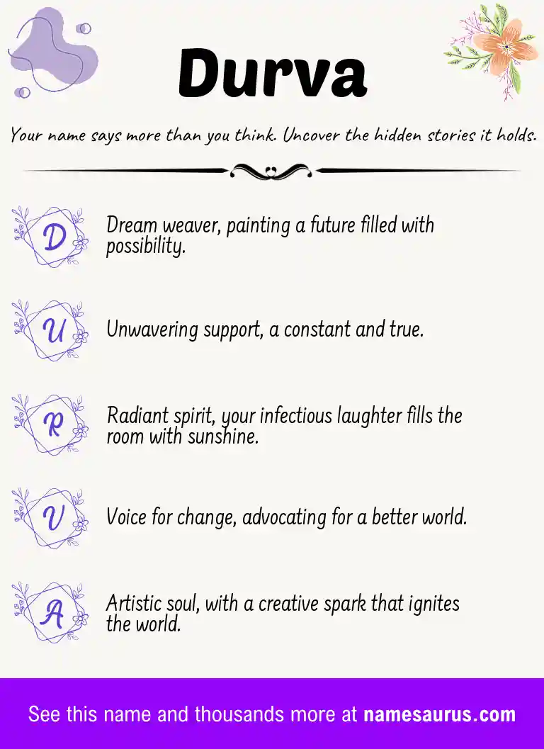 Acrostic poem about Durva.